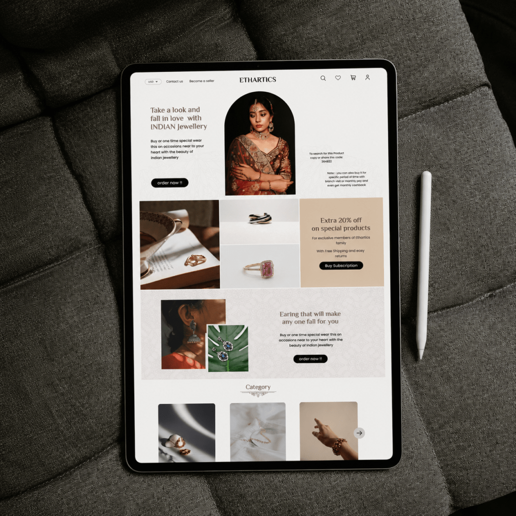 Ethartics Website project developed by Novixs Web Services