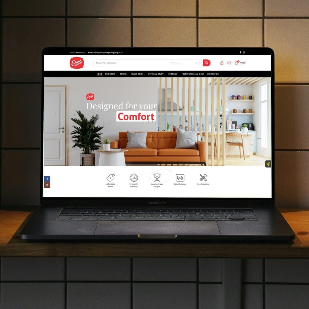 Eros Furniture Website project developed by Novixs Web Services